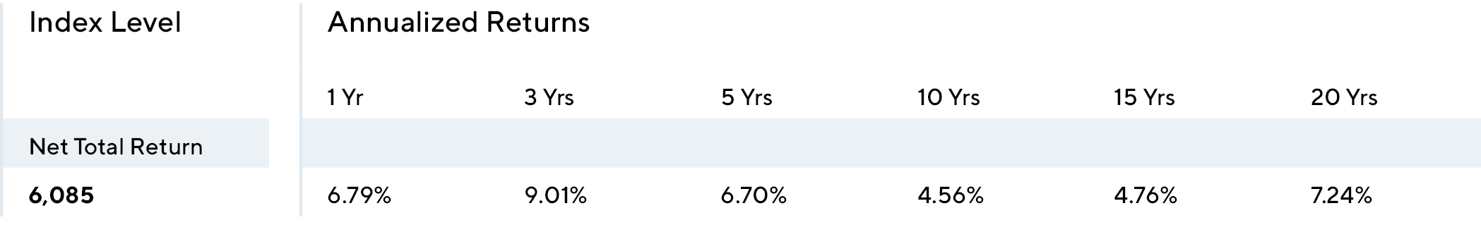 Table – Annualized Performance